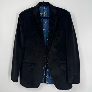 Lauren Ralph Lauren black velvet blazer dog print interior